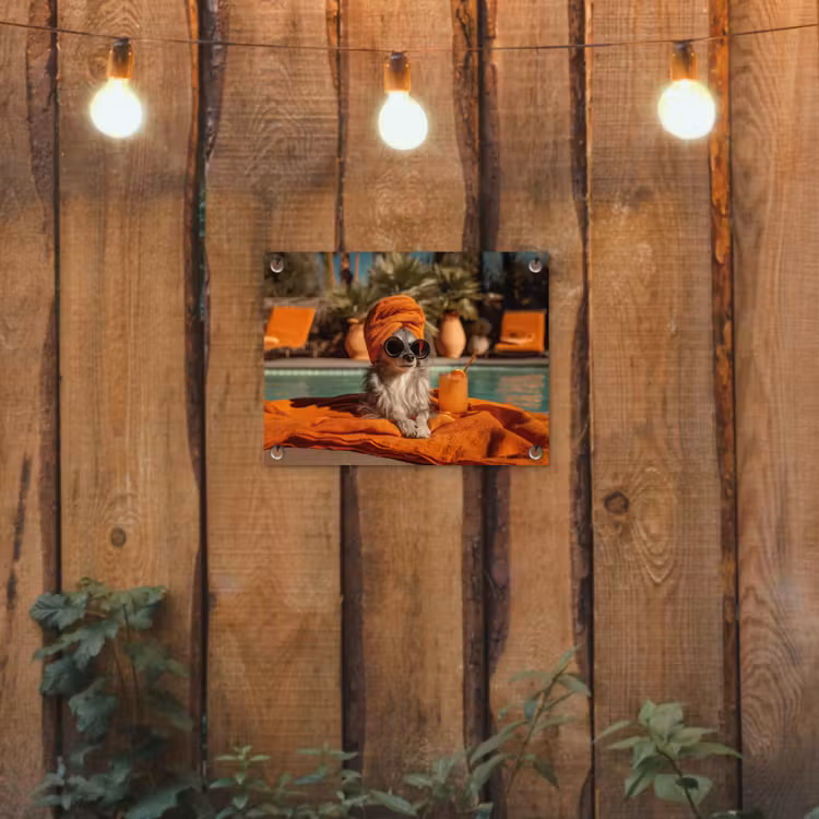 Tuinposter - Chihuahua - Handdoek - Zonnebril - Oranje — 2