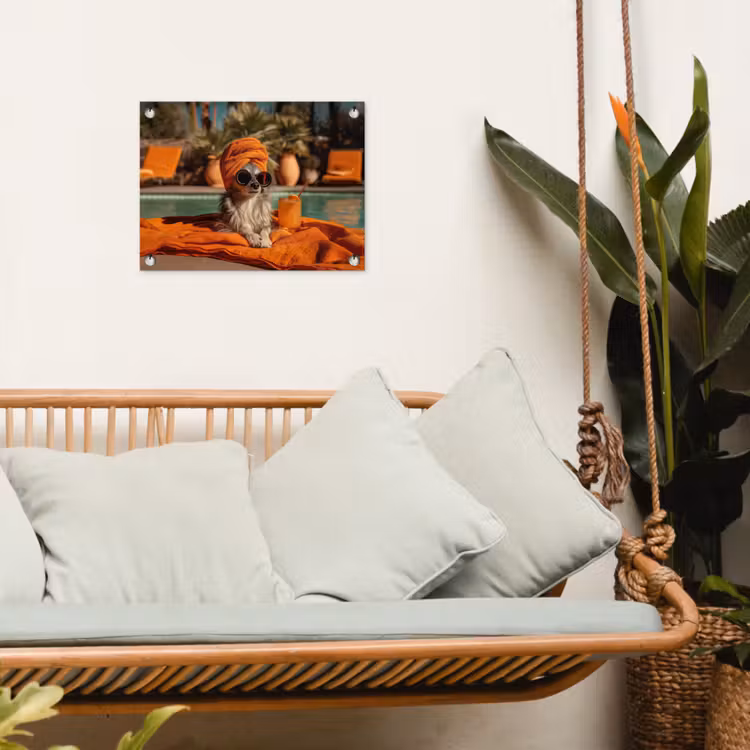 Tuinposter - Chihuahua - Handdoek - Zonnebril - Oranje — 5