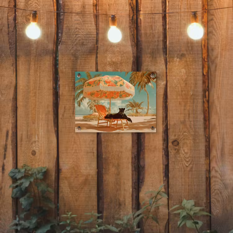 Tuinposter - Panter - Zwart - Strand - Parasol — 2