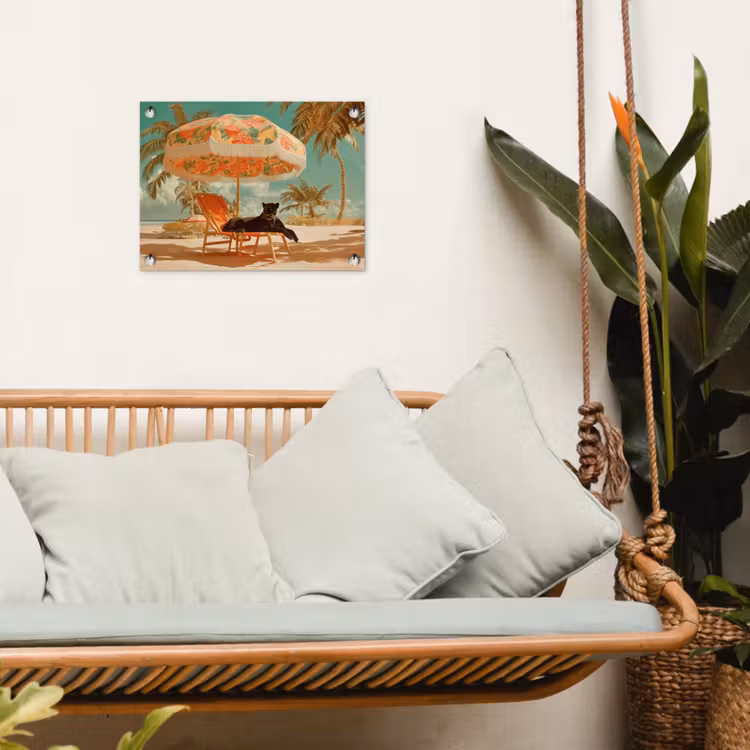 Tuinposter - Panter - Zwart - Strand - Parasol — 5