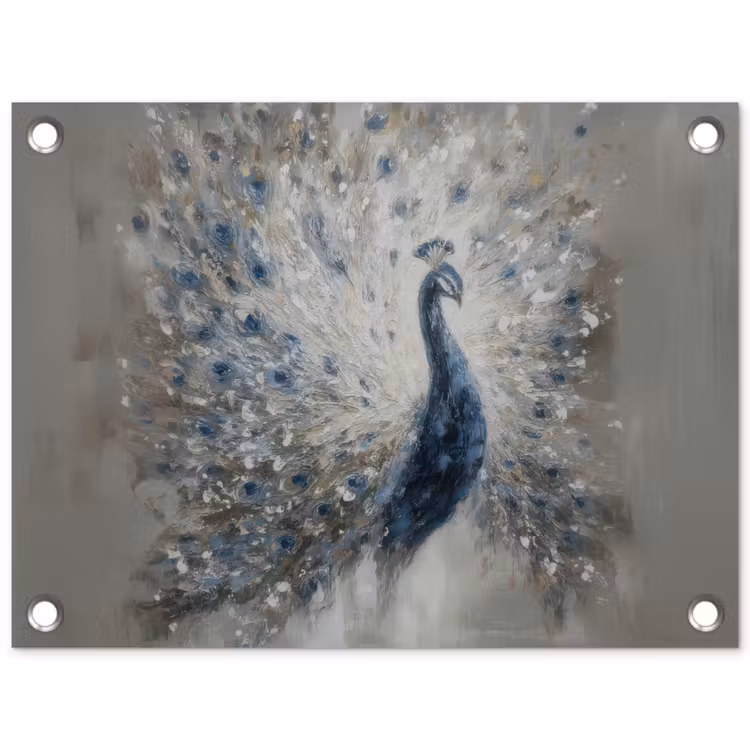 Tuinposter - Pauw - Veren - Verf - Blauw — 1