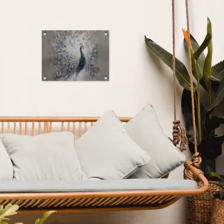 Tuinposter - Pauw - Veren - Verf - Blauw — 5