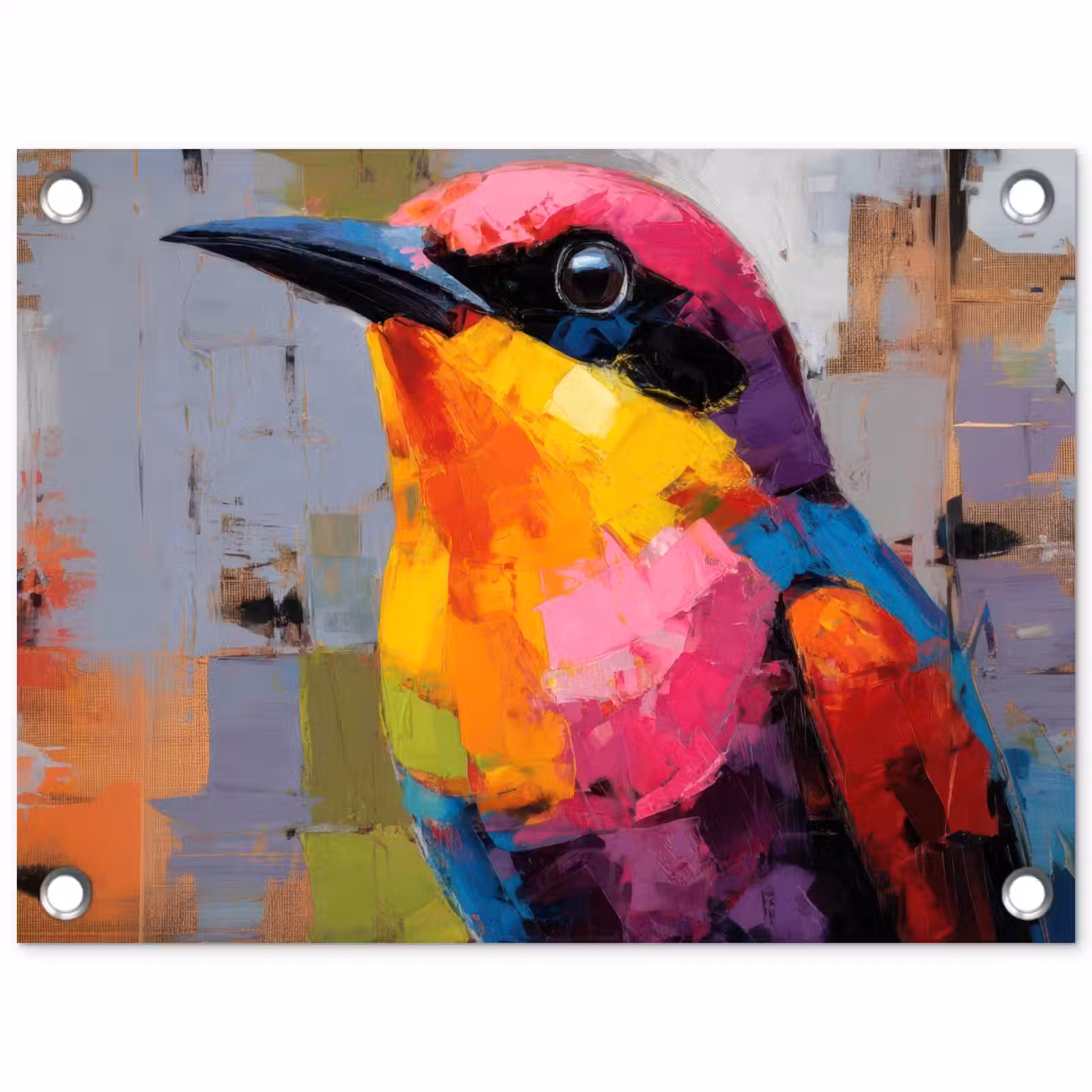 Tuinposter - Zangvogel - Vlakken - Abstract - Kleurrijk — 1