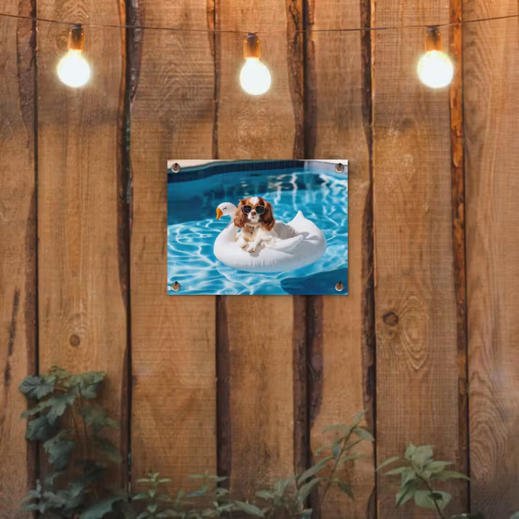 Tuinposter - Spaniel - Zonnebril - Zwemband - Zwemband — 2
