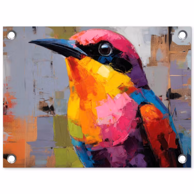Tuinposter - Zangvogel - Vlakken - Abstract - Kleurrijk — 1