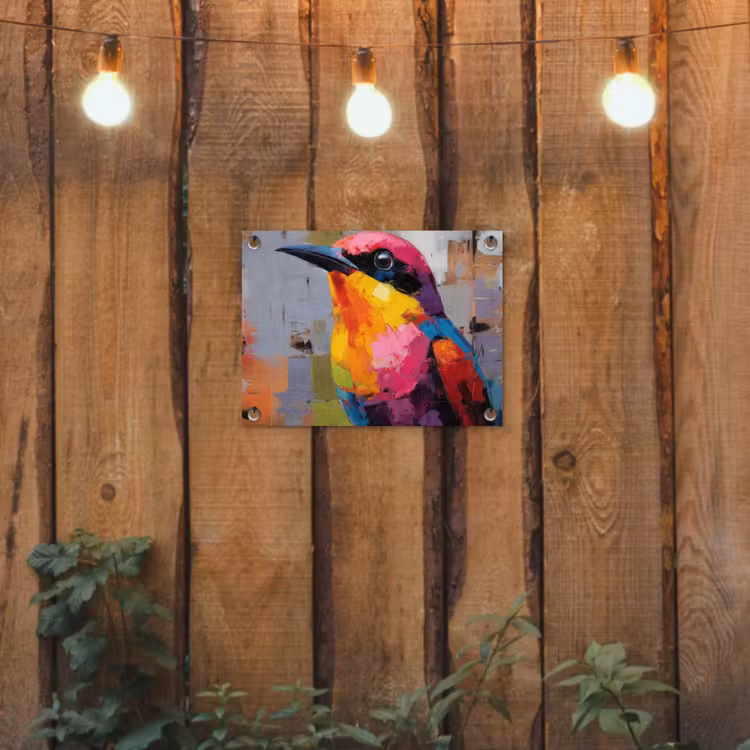 Tuinposter - Zangvogel - Vlakken - Abstract - Kleurrijk — 2