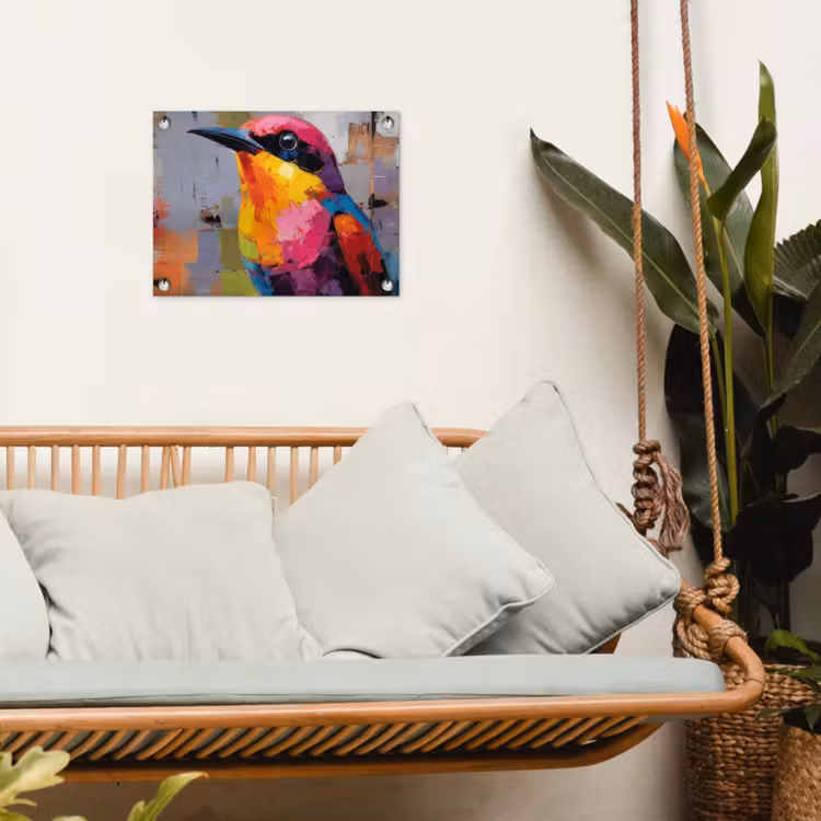 Tuinposter - Zangvogel - Vlakken - Abstract - Kleurrijk — 5