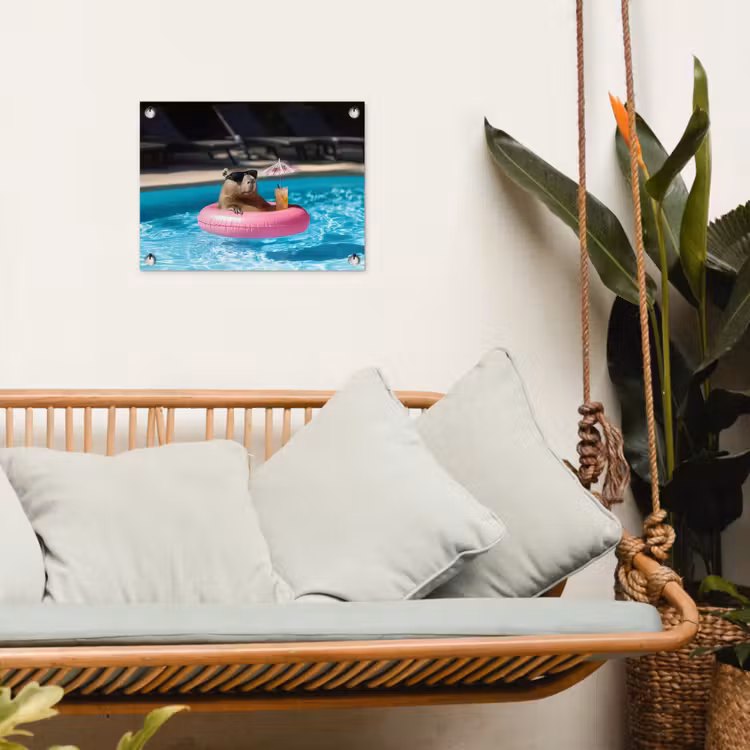Tuinposter - Zwemband - Capibara - Zonnebril - Water — 5