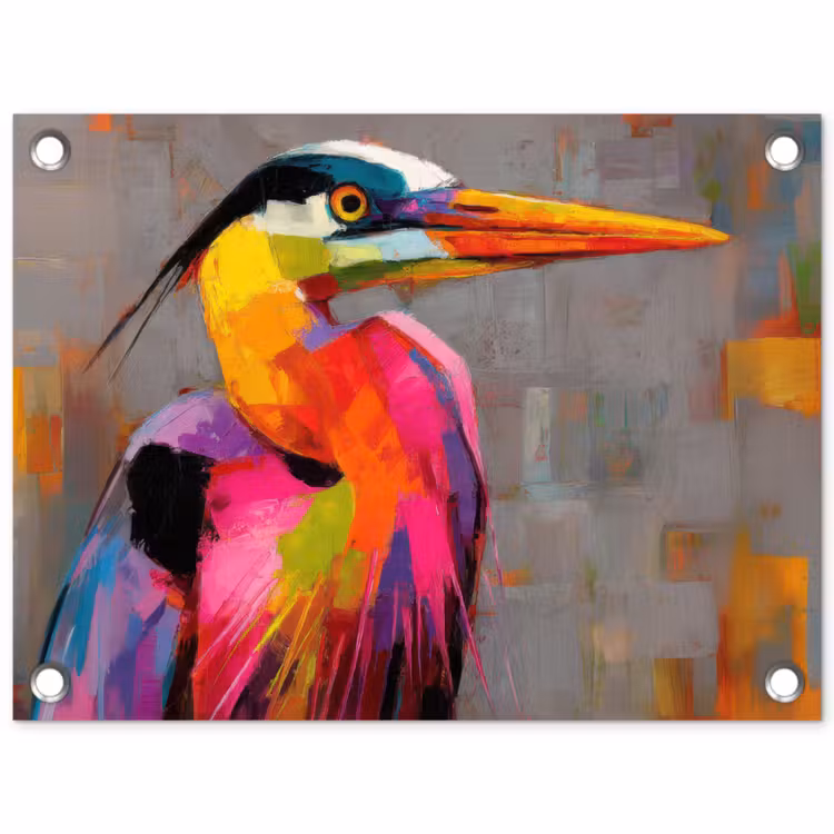 Tuinposter - Reiger - Snavel - Schilderij - Roze — 1