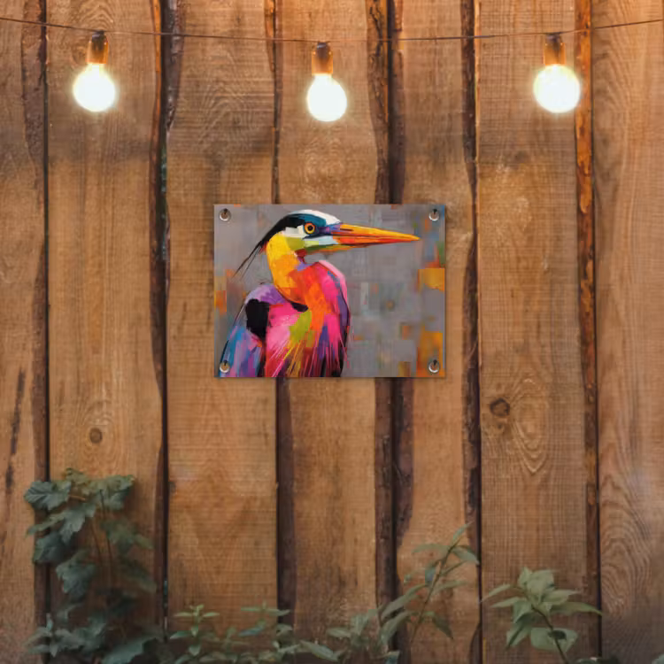 Tuinposter - Reiger - Snavel - Schilderij - Roze — 2