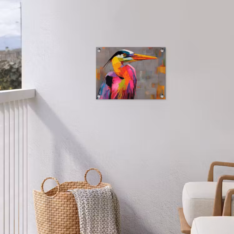 Tuinposter - Reiger - Snavel - Schilderij - Roze — 3