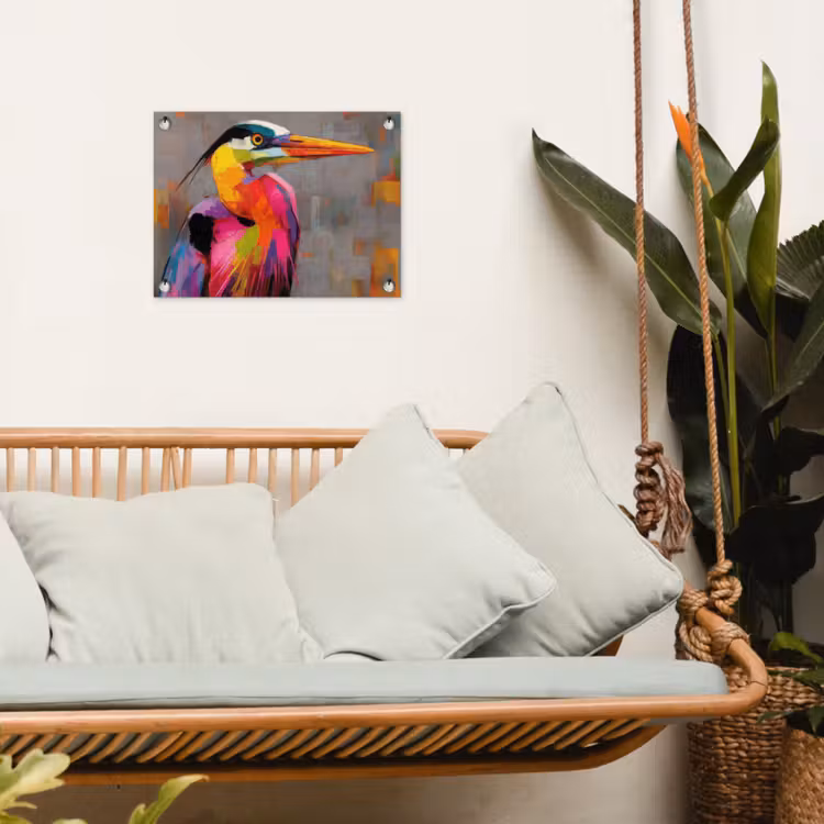 Tuinposter - Reiger - Snavel - Schilderij - Roze — 5