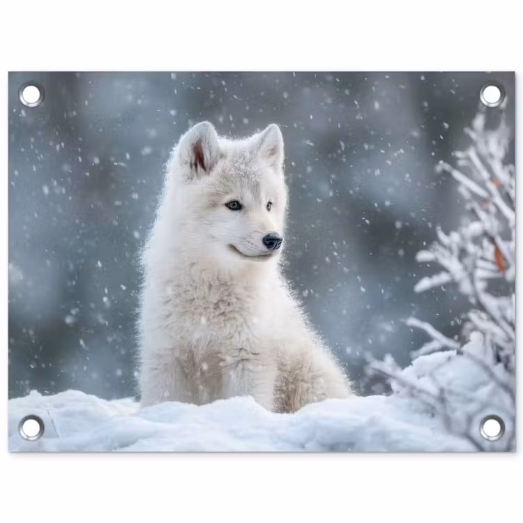 Tuinposter - Wolf - Pup - Sneeuw — 1