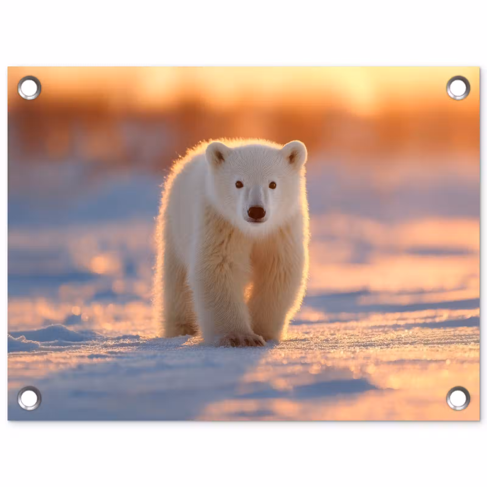 Tuinposter - Ijsbeer - Sneeuw - Zonsopgang — 1