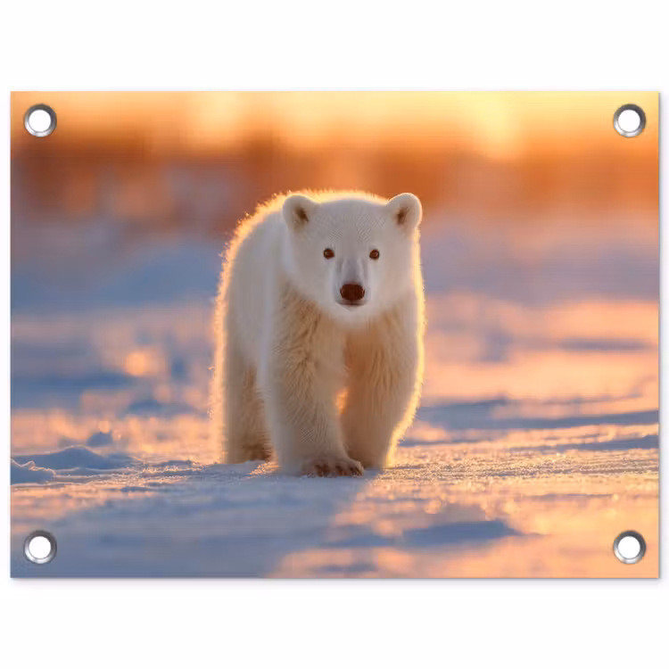 Tuinposter - Ijsbeer - Sneeuw - Zonsopgang — 1