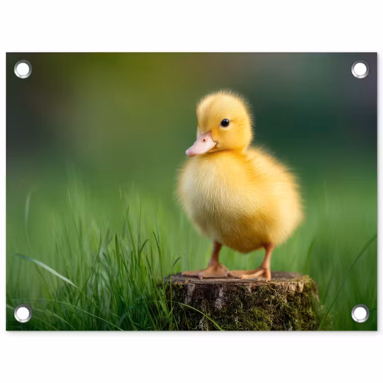 Tuinposter - Kuiken - Eend - Geel - Gras — 1