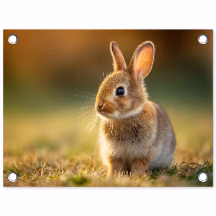 Tuinposter - Konijntje - Bruin - Gras — 1
