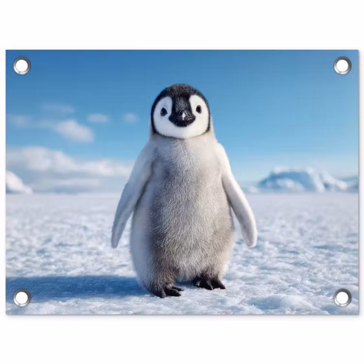 Tuinposter - Pinguïn - Sneeuw - Landschap - Wit — 1