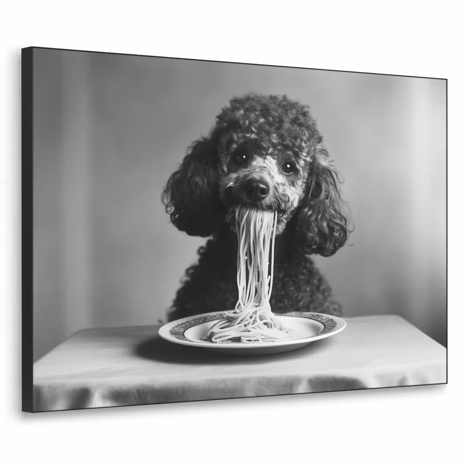 Art Frame - Poedel - Hond - Zwart - Wit - Schattig - Pasta — 1