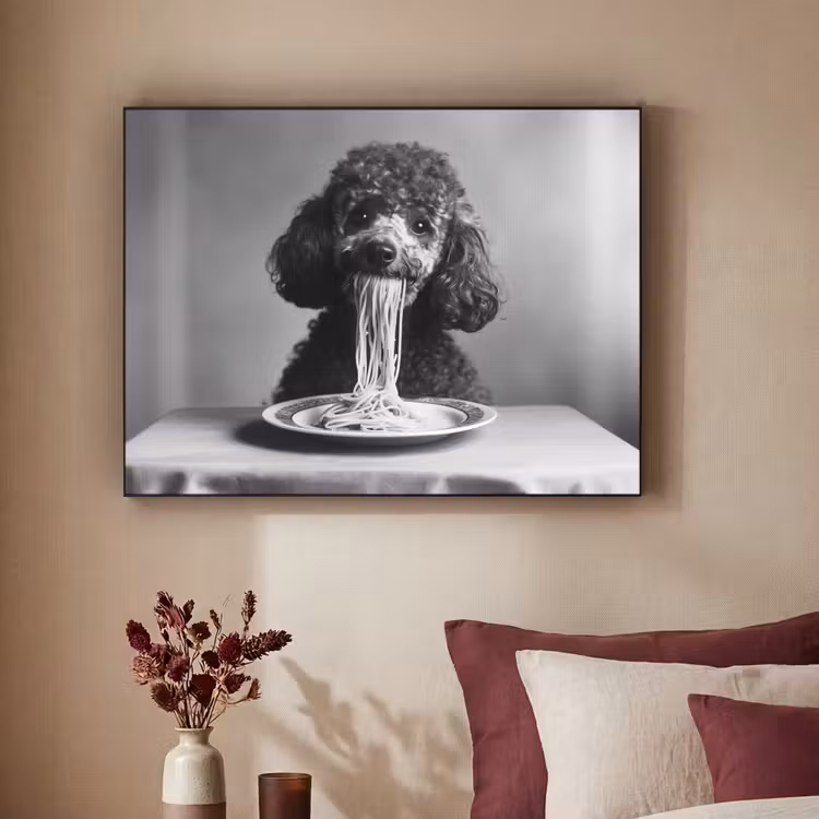 Art Frame - Poedel - Hond - Zwart - Wit - Schattig - Pasta — 3