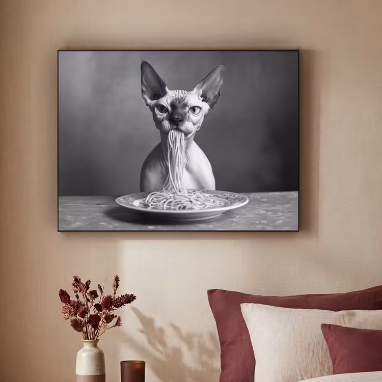 Art Frame - Sphynx - Kat - Dieren - Humor - Spaghetti - Zwart Wit — 3
