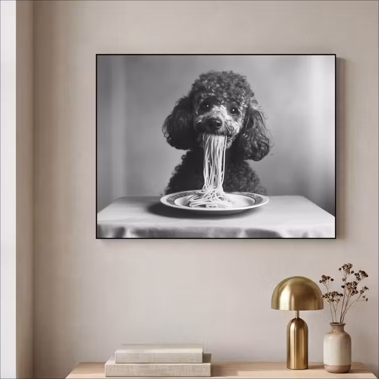 Art Frame - Poedel - Hond - Zwart - Wit - Schattig - Pasta — 5