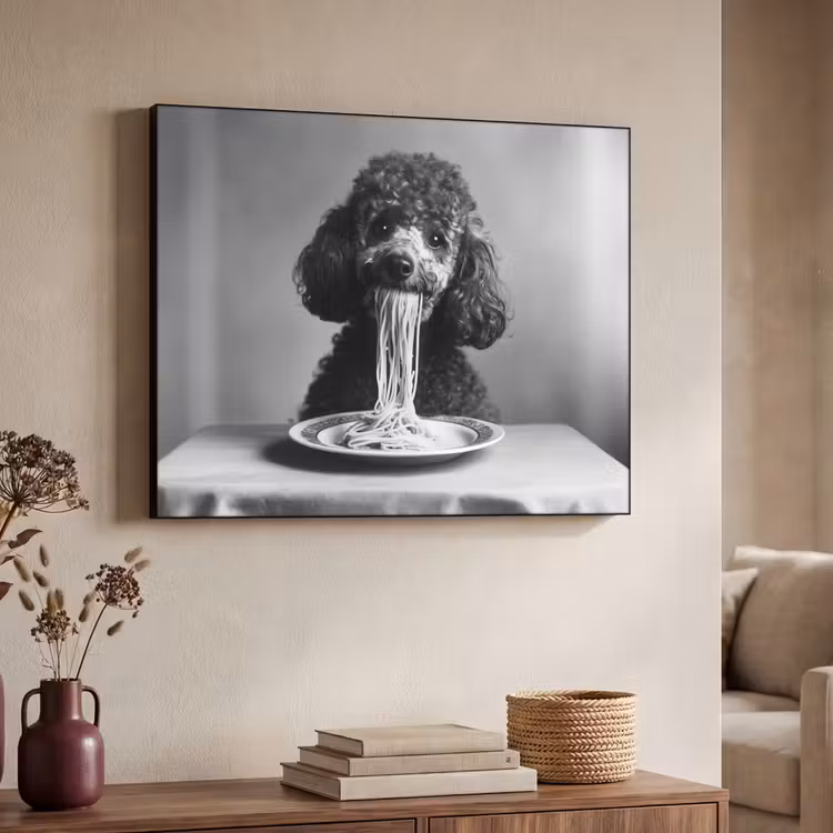 Art Frame - Poedel - Hond - Zwart - Wit - Schattig - Pasta — 7