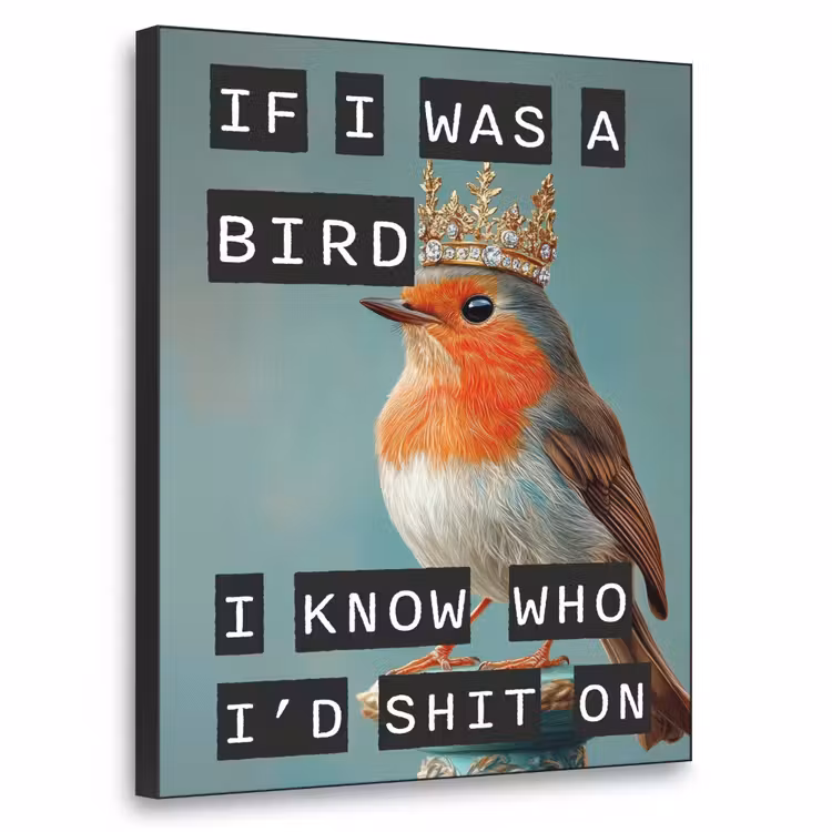 Art Frame - Roodborstje - Vogel - Blauw - Decoratie — 1