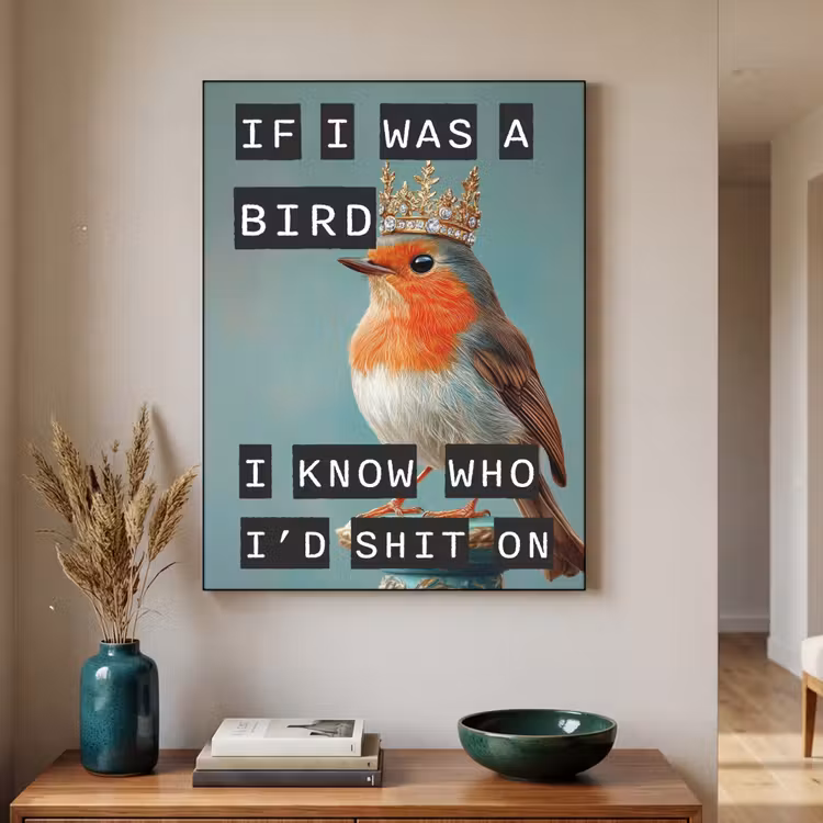 Art Frame - Roodborstje - Vogel - Blauw - Decoratie — 4