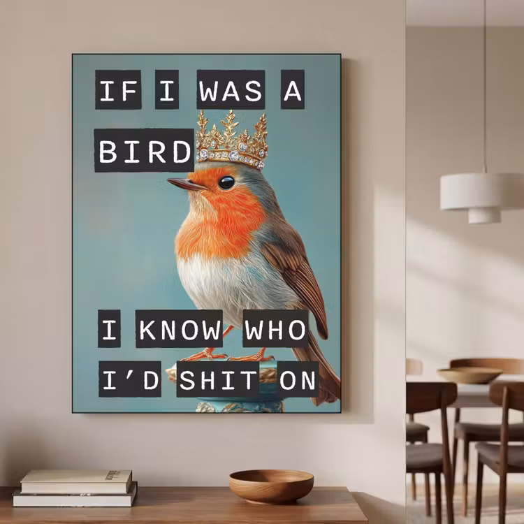 Art Frame - Roodborstje - Vogel - Blauw - Decoratie — 7