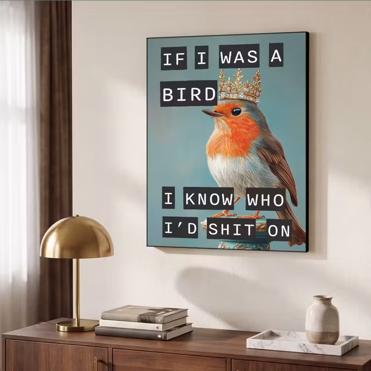 Art Frame - Roodborstje - Vogel - Blauw - Decoratie — 9