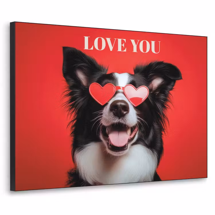 Art Frame - Hond - Hartjesbril - Loveyou - Rood — 1