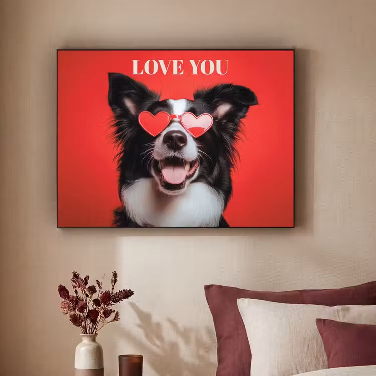 Art Frame - Hond - Hartjesbril - Loveyou - Rood — 3