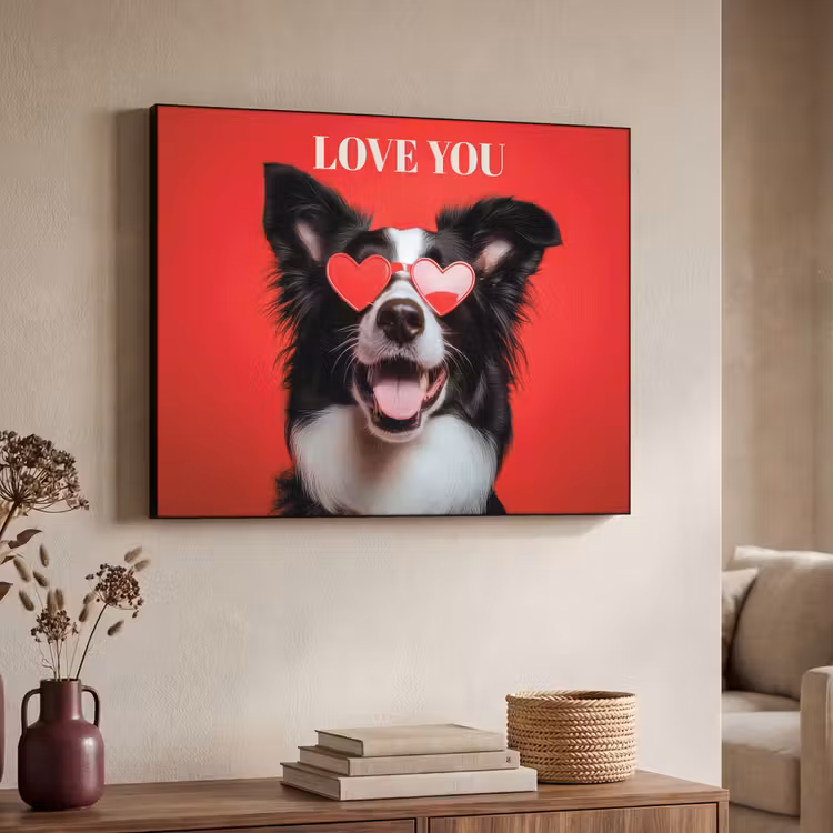 Art Frame - Hond - Hartjesbril - Loveyou - Rood — 7