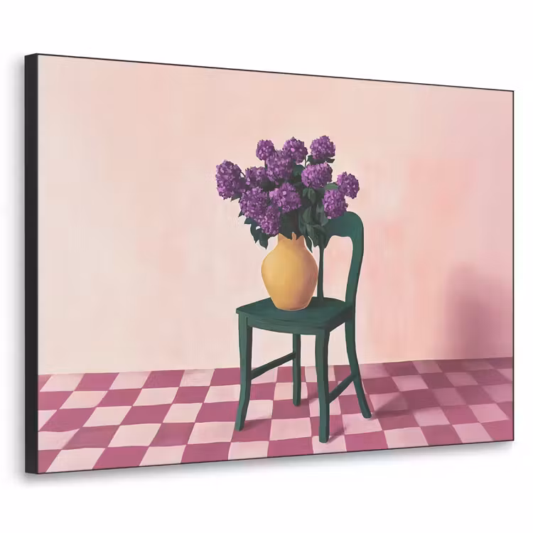 Art Frame - Stoel - Vaas - Bloemen - Geblokt — 1