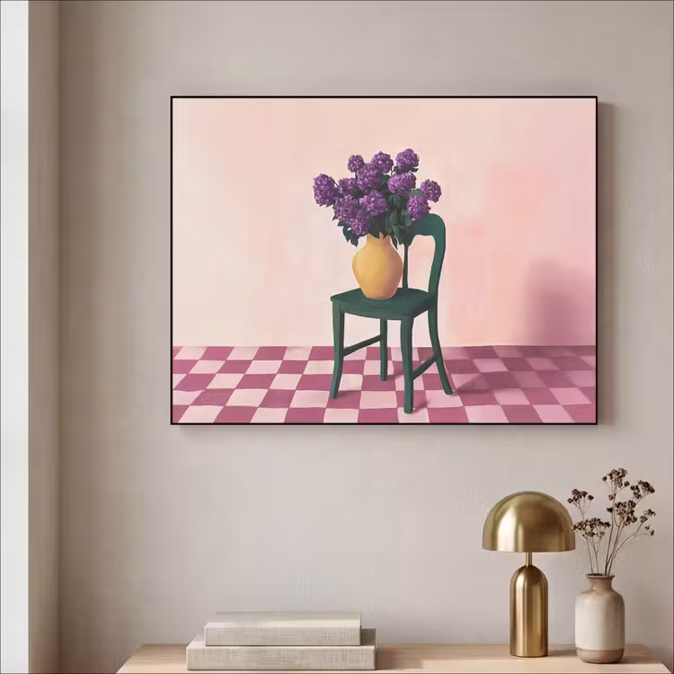 Art Frame - Stoel - Vaas - Bloemen - Geblokt — 5