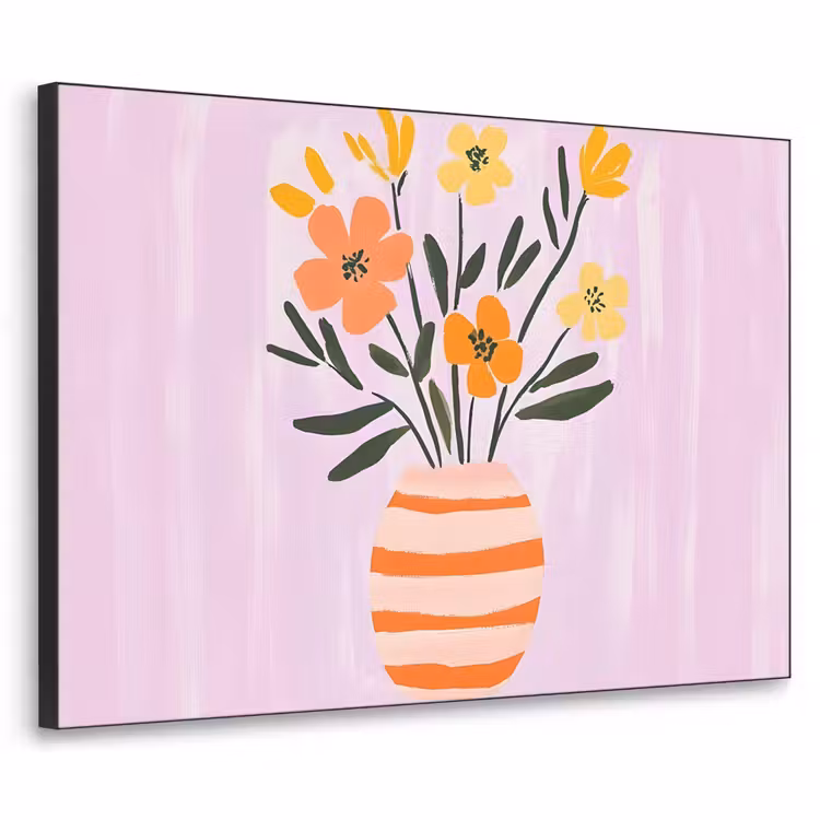 Art Frame - Vaas - Gestreept - Bloemen - Oranje — 1