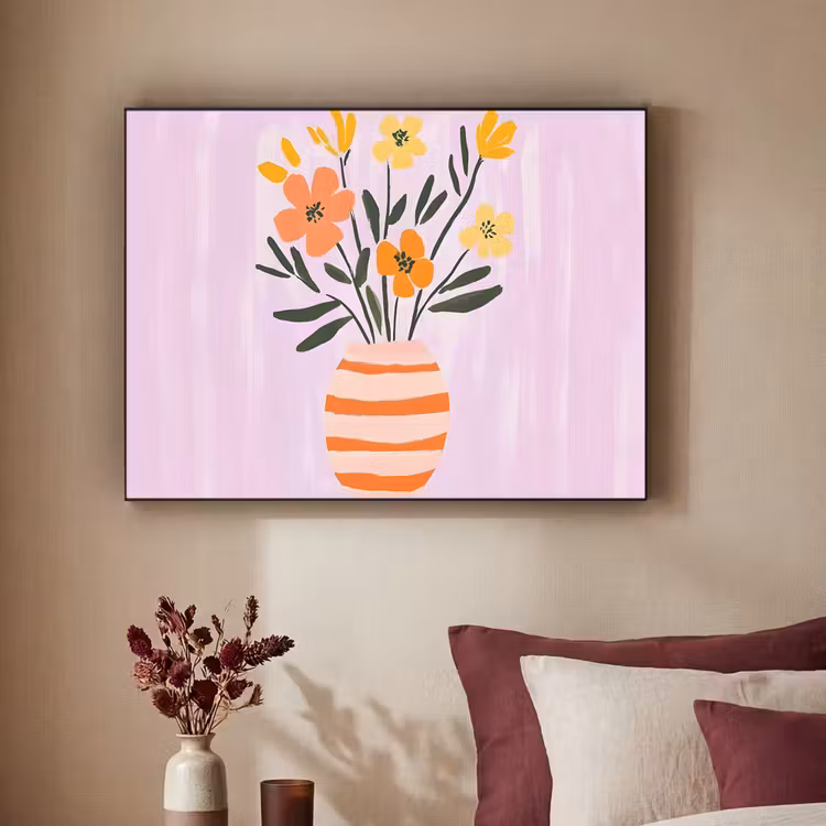 Art Frame - Vaas - Gestreept - Bloemen - Oranje — 3