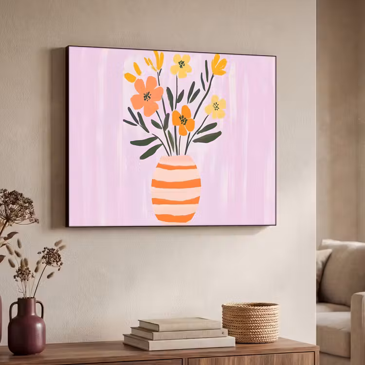 Art Frame - Vaas - Gestreept - Bloemen - Oranje — 7