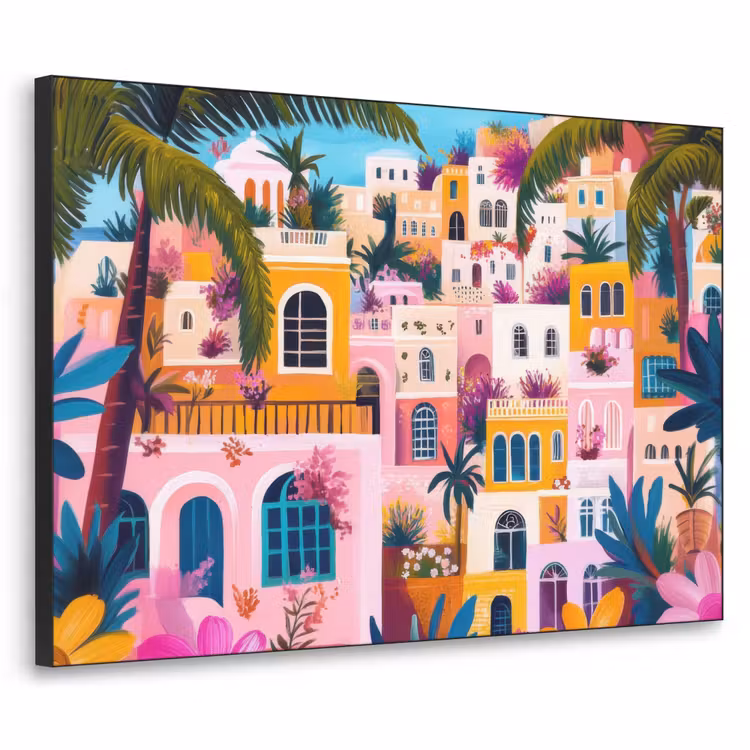 Art Frame - Kleurrijk - Roze - Oranje - Geel - Bloemen — 1