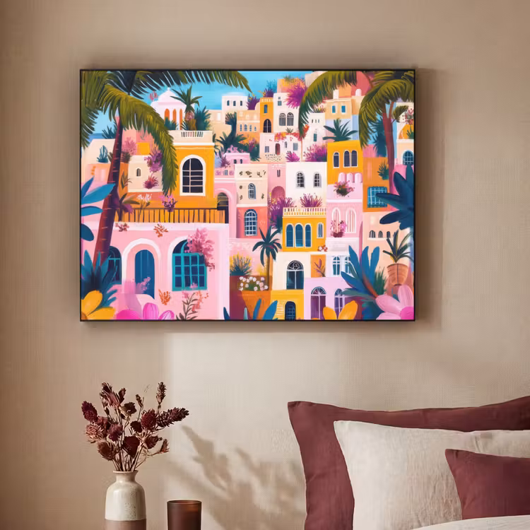 Art Frame - Kleurrijk - Roze - Oranje - Geel - Bloemen — 3