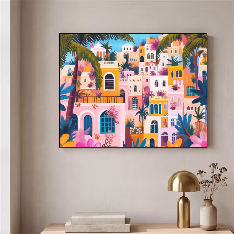 Art Frame - Kleurrijk - Roze - Oranje - Geel - Bloemen — 5