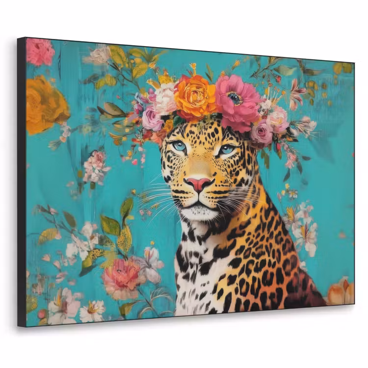 Art Frame - Luipaard - Bloemen - Kroon — 1