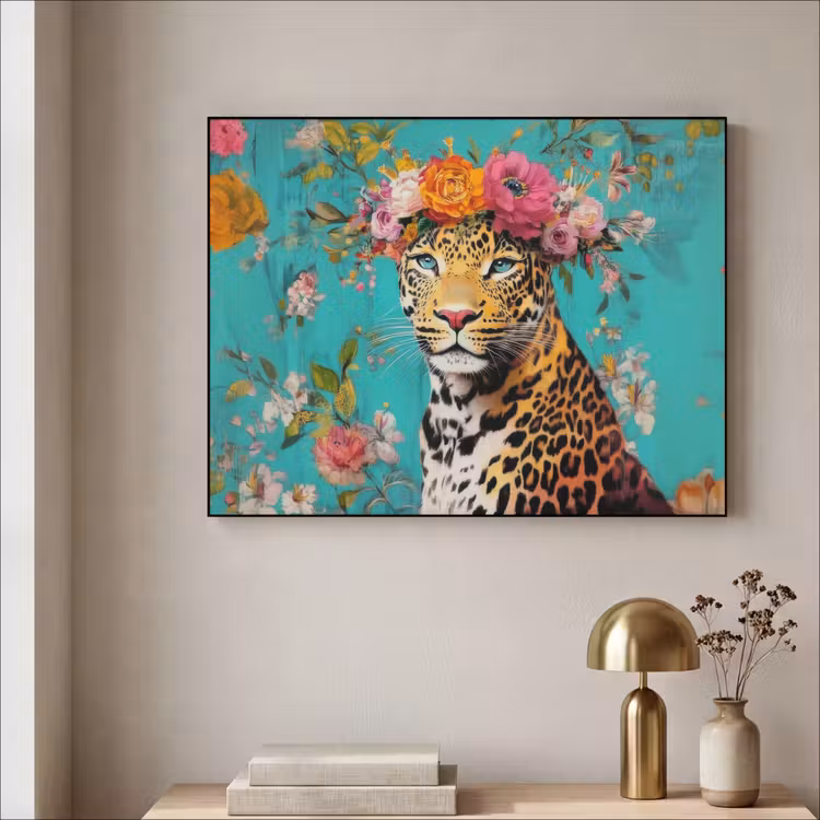 Art Frame - Luipaard - Bloemen - Kroon — 5