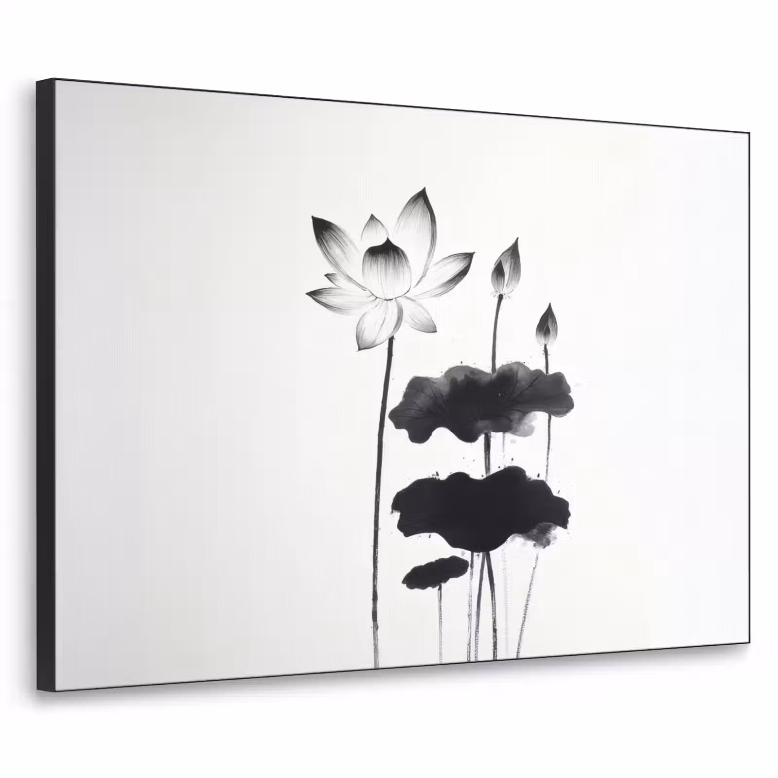 Art Frame - Bladeren - Zwart - Lotusbloem - Minimalitisch — 1