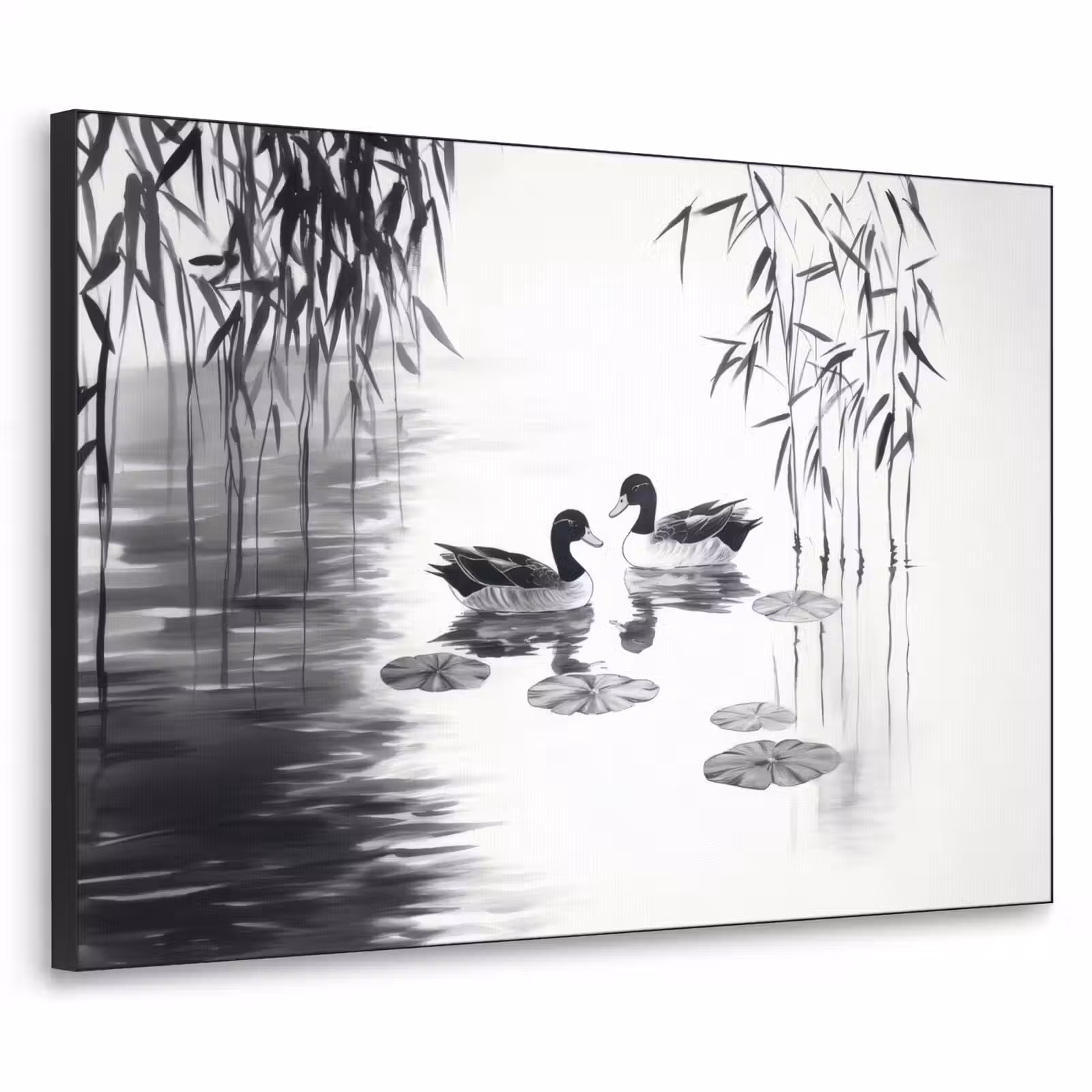 Art Frame - Eenden - Waterlelies - Riet - Zwart — 1
