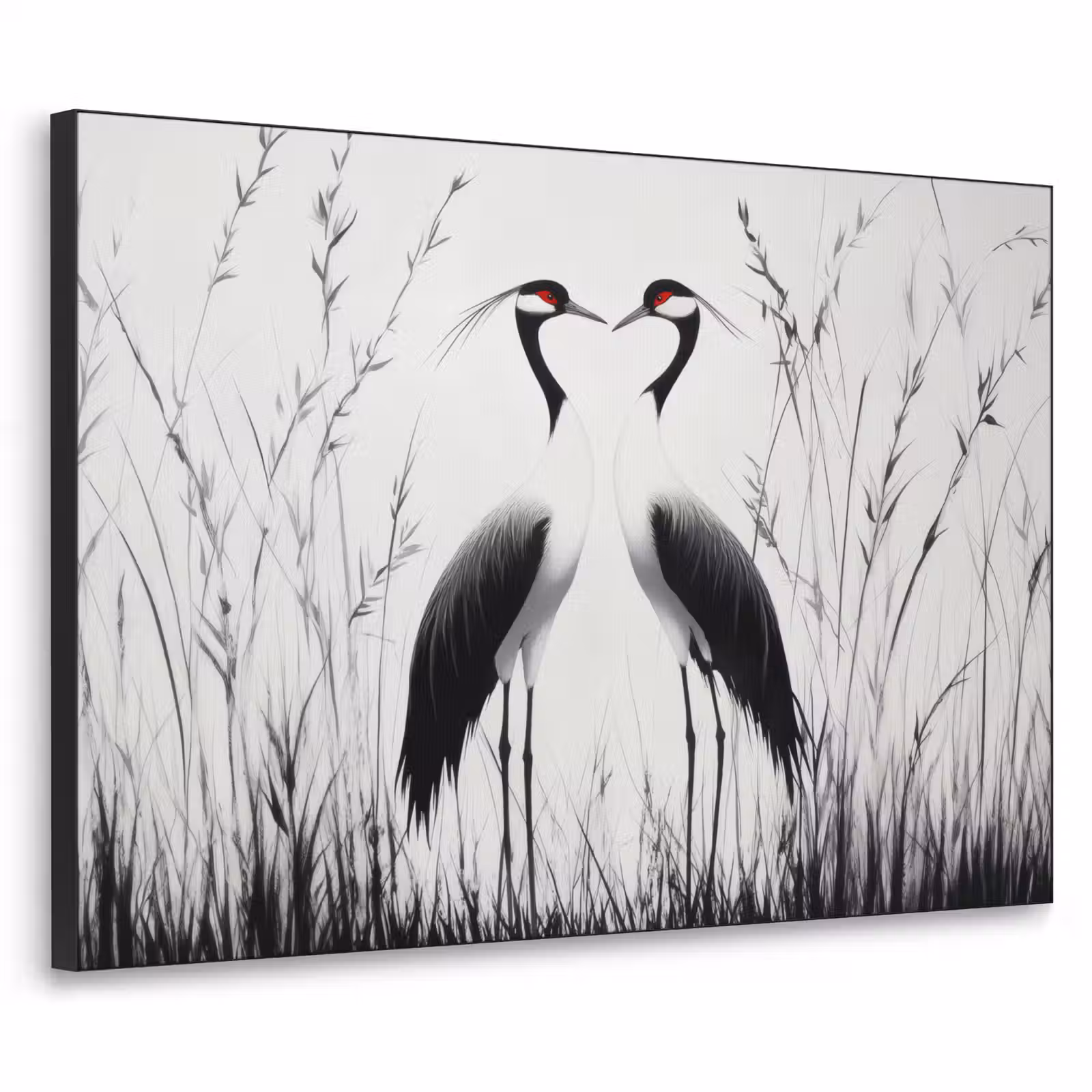 Art Frame - Kraanvogels - Gras - Hartvorm - Zwart — 1