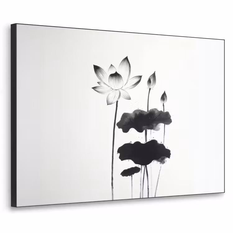 Art Frame - Bladeren - Zwart - Lotusbloem - Minimalitisch — 1