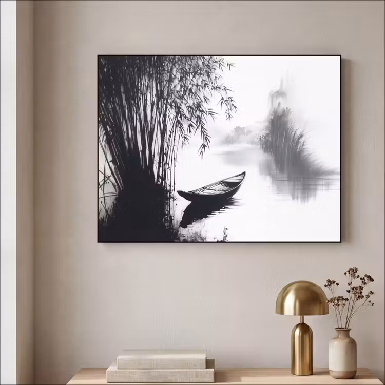 Art Frame - Boot - Rivier - Bamboe - Wit — 5
