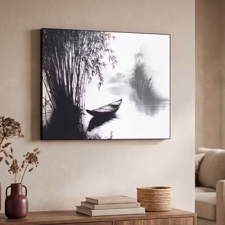 Art Frame - Boot - Rivier - Bamboe - Wit — 7